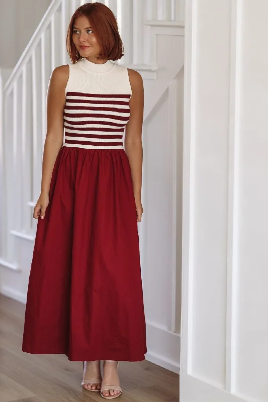 Admiring Classic Midi Dress - Burgundy Chic Bohemian Midi Dress