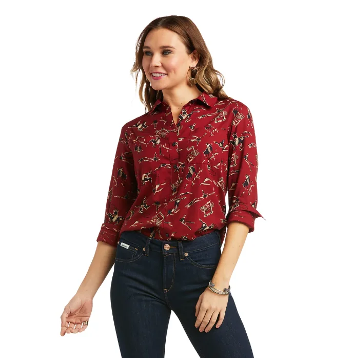 Ariat Wms Kelley Shirt Red - Black Friday Sale Comfortable Short Sleeve Tunic