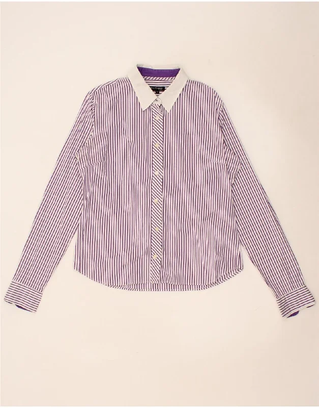 BEST COMPANY Womens Shirt UK 18 XL Purple Striped Elegant Draped Short Shirt