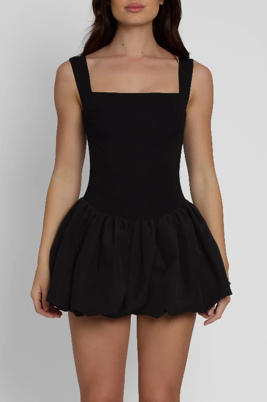 Bisou Bubble Knit Mini Dress - Black Elegant Velvet Mini Dress