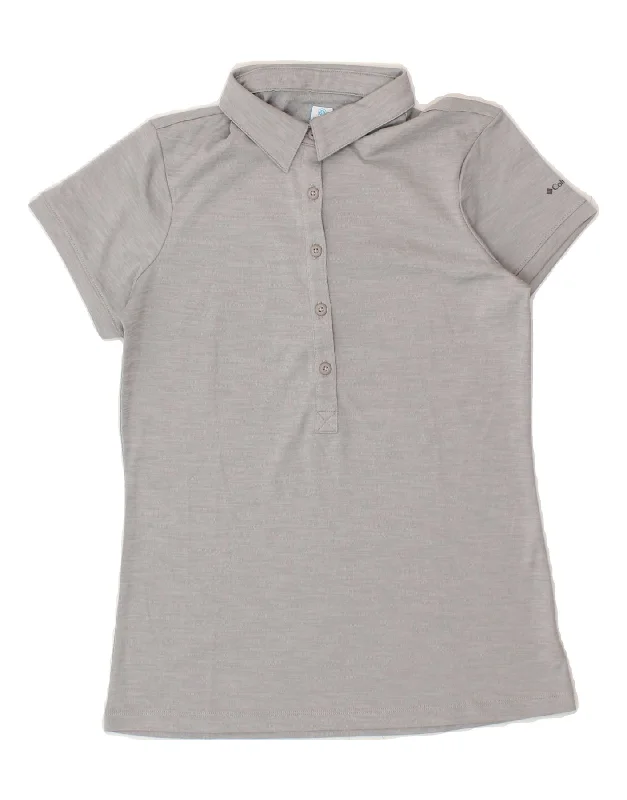 COLUMBIA Womens Polo Shirt UK 10 Small Grey Chic Button-Up Short Shirt