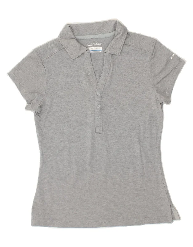 COLUMBIA Womens Polo Shirt UK 10 Small Grey Cozy Linen Short Shirt