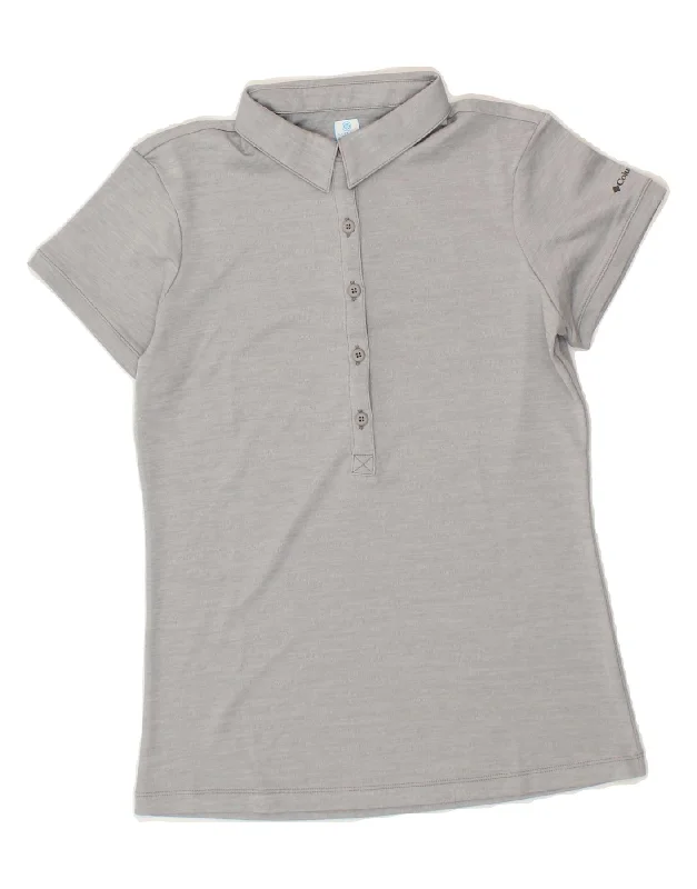 COLUMBIA Womens Polo Shirt UK 10 Small Grey Comfortable Short Sleeve Tee