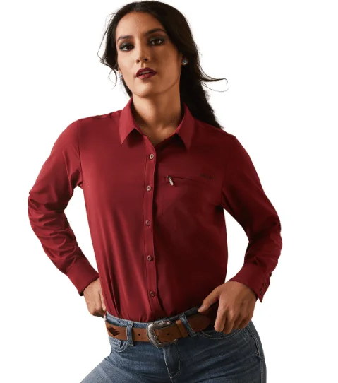 Ariat Women's VentTEK Pomegranate Button Down Long Sleeve Shirt 10043495 Classic Button-Up Short Tee Ariat Women's VentTEK Pomegranate Button Down Long Sleeve Shirt 10043495 Classic Button-Up Short Tee