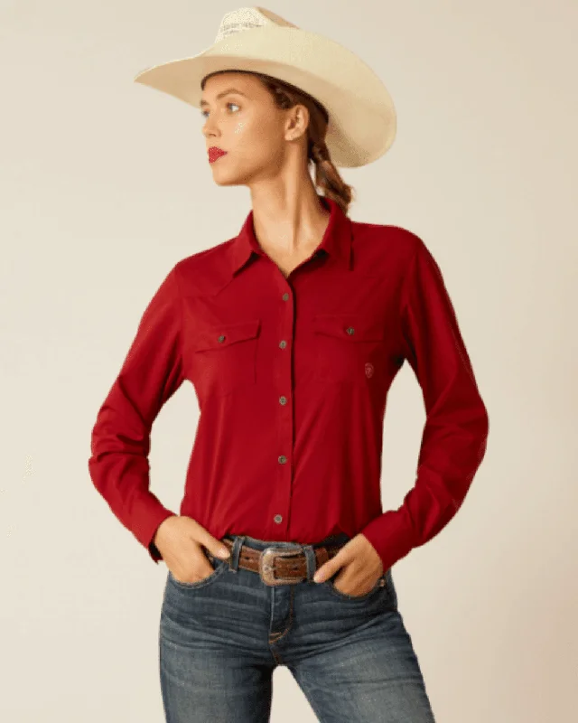Ariat Women's Sun-Dried Tomato VentTEK Stretch Long Sleeve Shirt 10048775 Classic Short Sleeve Blouse Ariat Women's Sun-Dried Tomato VentTEK Stretch Long Sleeve Shirt 10048775 Classic Short Sleeve Blouse