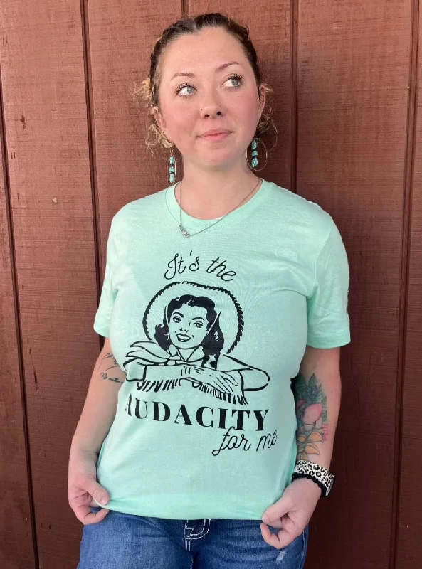 Painted Cowgirl Mint Green “It’s The Audacity For Me” Tee Shirt PCMA10 Elegant High-Low Short Shirt Painted Cowgirl Mint Green “It’s The Audacity For Me” Tee Shirt PCMA10 Elegant High-Low Short Shirt