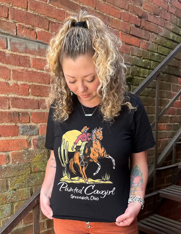 Painted Cowgirl Western Store Black Skeleton Cowboy Tee Shirt Stylish Short Sleeve Top Painted Cowgirl Western Store Black Skeleton Cowboy Tee Shirt Stylish Short Sleeve Top