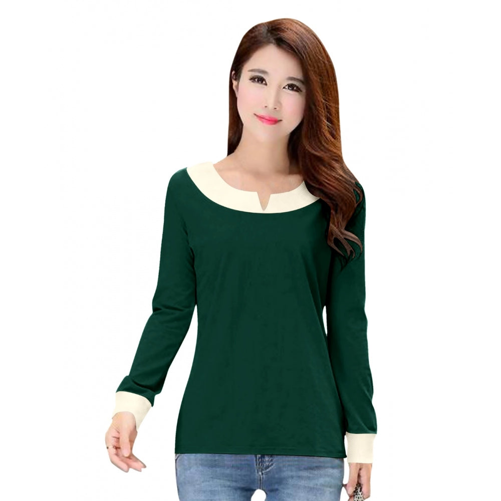 Generic Women's Western Wear Hosiery T Shirts (Green) Classic Basic Short Shirt