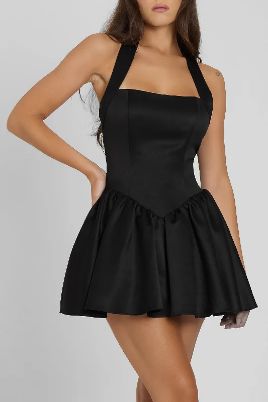 Hyades Halter Corset Mini Dress - Black Trendy Tulle Mini Dress