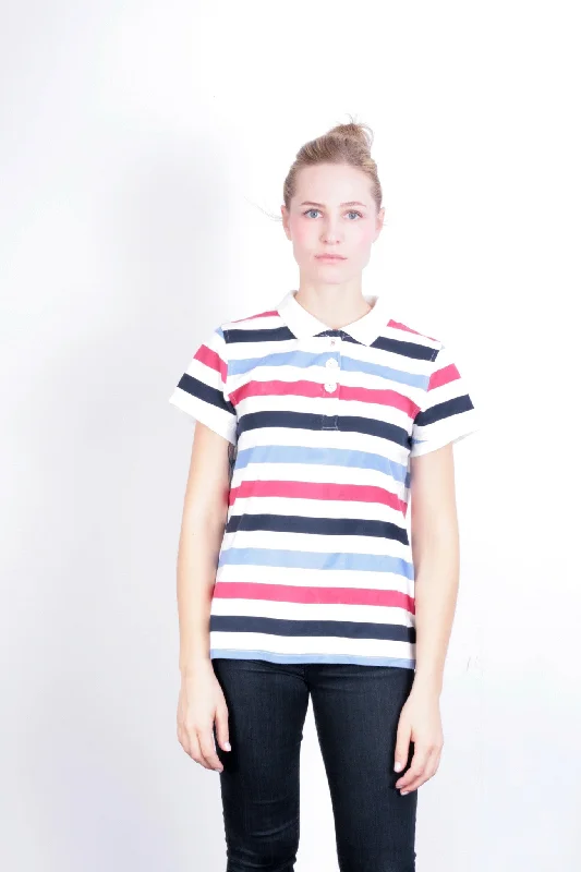 Joules Women's 2XL Polo Shirt Striped White Short Sleeve Stylish Short Sleeve Polo