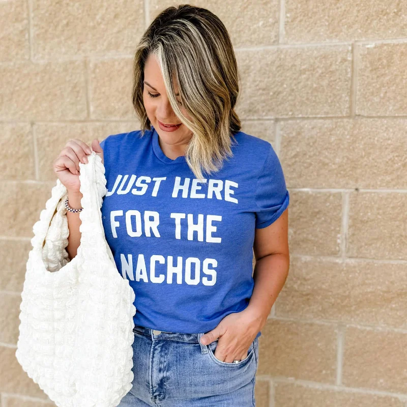 Just Here for the Nachos Shirt Game Day Tee Chic Silk Short Sleeve Shirt