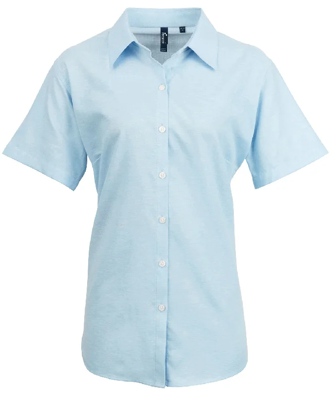 Light Blue - Women's signature Oxford short sleeve shirt Comfortable Fit Short Shirt Light Blue - Women's signature Oxford short sleeve shirt Comfortable Fit Short Shirt