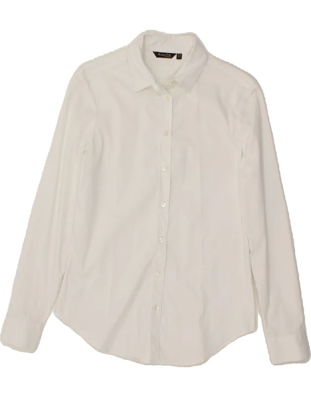 MASSIMO DUTTI Womens Shirt EU 38 Small White Modern Casual Short Sleeve