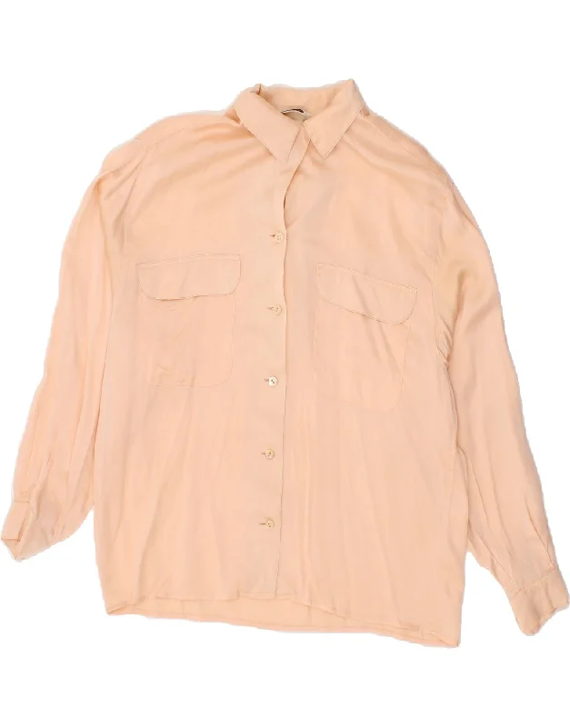 MAX MARA Womens Shirt Blouse UK 14 Large Beige Stylish Crew Neck Shirt