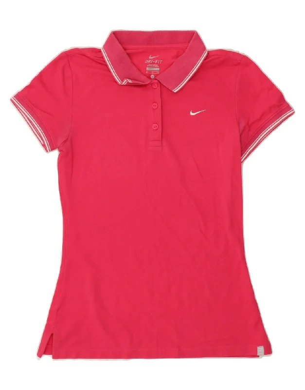 NIKE Womens Polo Shirt UK 10 Small Pink Comfortable Short Sleeve Blouse