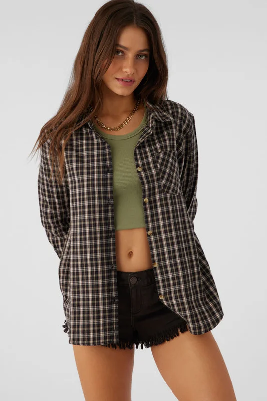 ONeill LOGAN FLANNEL RELAXED FIT SHIRT - CHOCOLATE Trendy Summer Short Sleeve