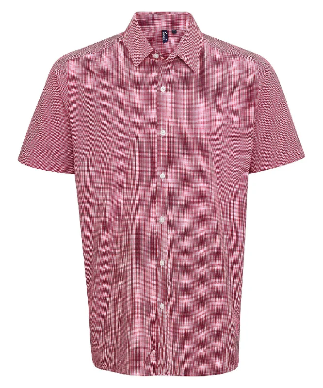 Red/White - Microcheck (Gingham) short sleeve cotton shirt Fashionable Tied Short Sleeve Red/White - Microcheck (Gingham) short sleeve cotton shirt Fashionable Tied Short Sleeve