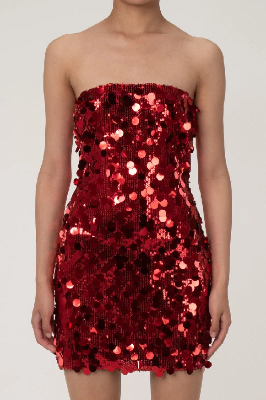 Sparkly Strapless Bodycon Embellished Layered Sequin Party Mini Dress Cozy Jersey Mini Dress