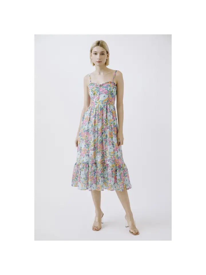 CONVERTABLE STRAP MIDI DRESS Trendy Floral Wrap Midi Dress