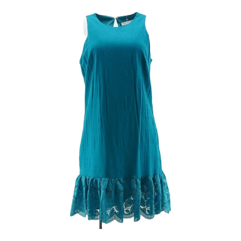 Teal Solid Midi Dress Stylish Off-Shoulder Ruffle Dress