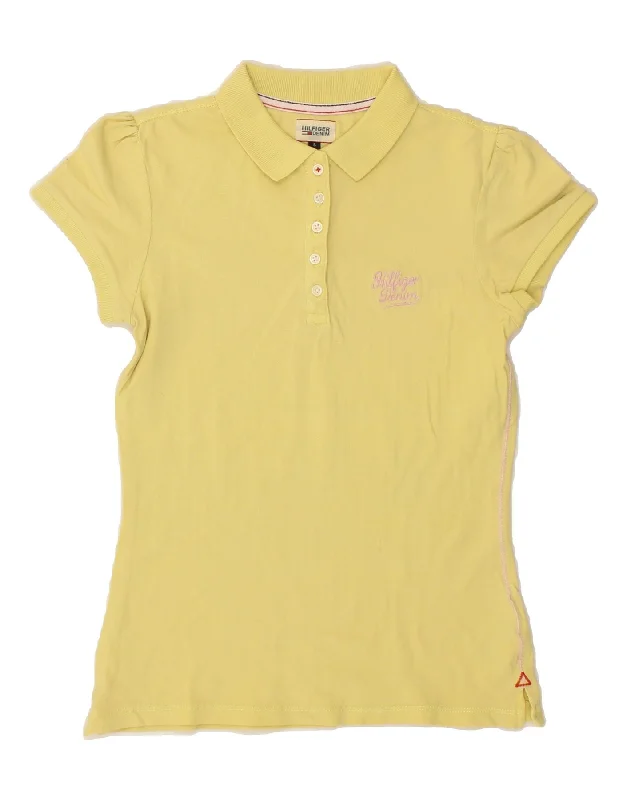 TOMMY HILFIGER Womens Polo Shirt UK 10 Small Yellow Cotton Classic Casual Short Sleeve