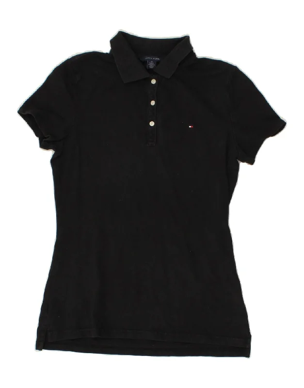 TOMMY HILFIGER Womens Polo Shirt UK 12 Medium Navy Blue Cotton Classic Short Sleeve Tunic