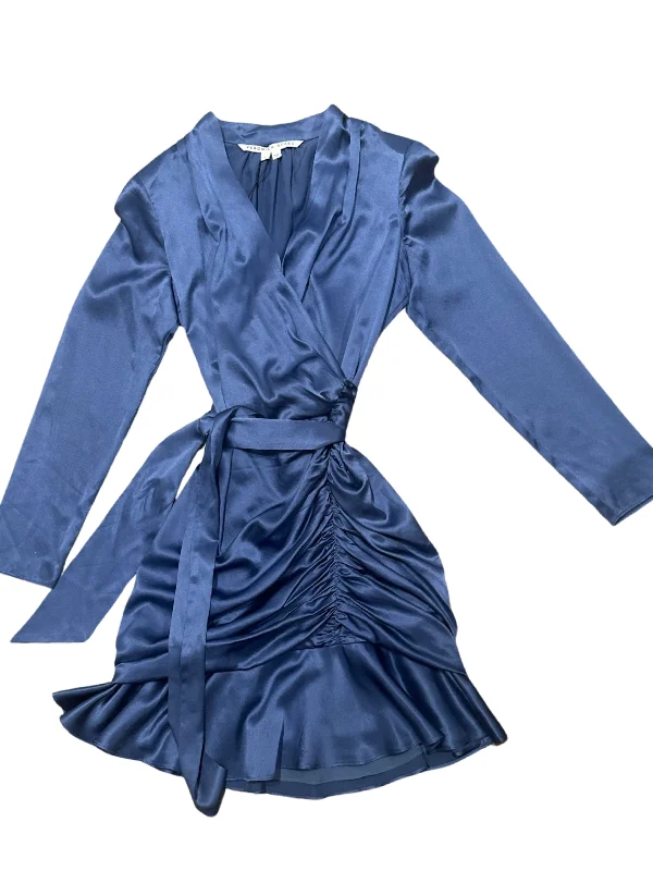 Veronica Beard Agatha Silk Satin Glossy Steel Blue Mini Dress Cozy Jersey Mini Dress