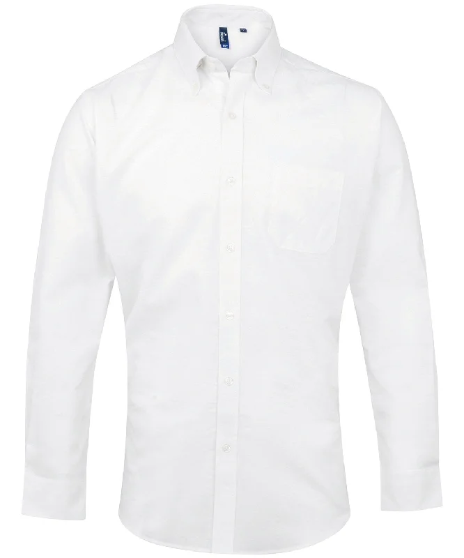 White - Signature Oxford long sleeve shirt Elegant High-Low Short Shirt