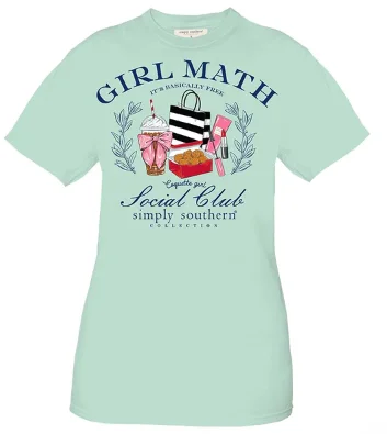 Simply Southern Women's Girl Math Short Sleeve Shirt Fashionable Tied Short Sleeve