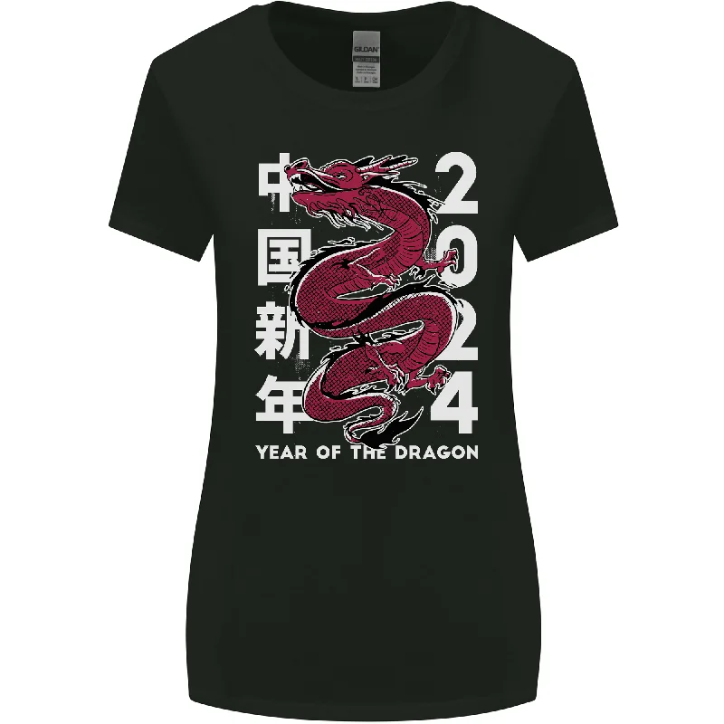 2024 Zodiac Chinese New Year of the Dragon Womens Wider Cut T-Shirt Chenille Fabric Brocade Fabric Lace Fabric