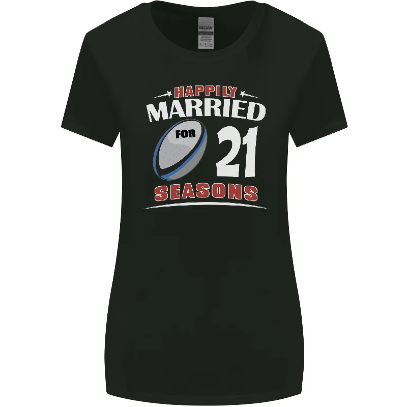 21 Year Wedding Anniversary 21st Rugby Womens Wider Cut T-Shirt Polka Dot Checkered Tartan