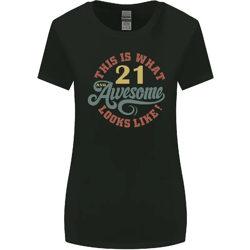 21st Birthday 21 Year Old Awesome Looks Like Womens Wider Cut T-Shirt Mesh Canvas Denim