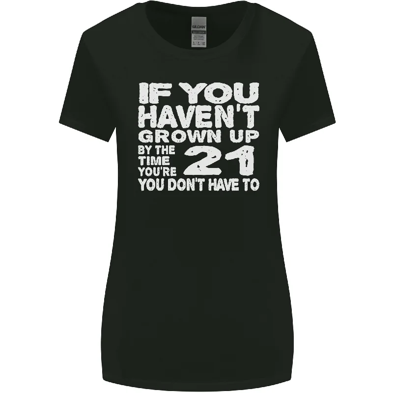 21st Birthday 21 Year Old Dont Grow Up Funny Womens Wider Cut T-Shirt Polka Dot Checkered Tartan