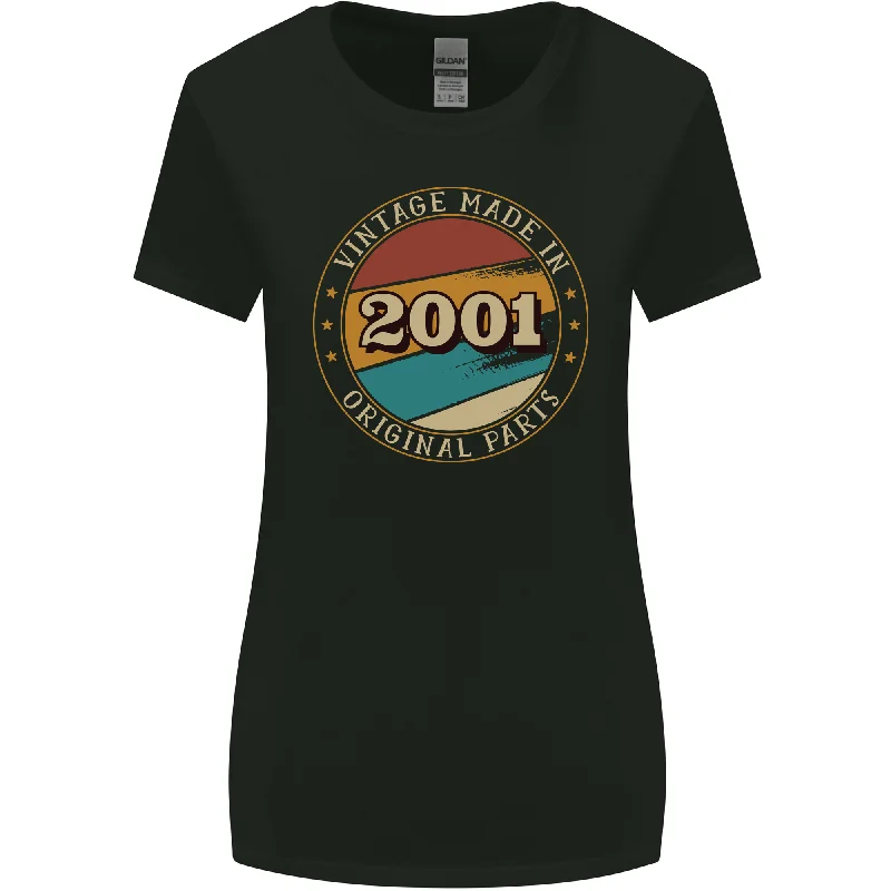 22nd Birthday  Vintage Made In 2001 Womens Wider Cut T-Shirt Modern Contemporary Chic