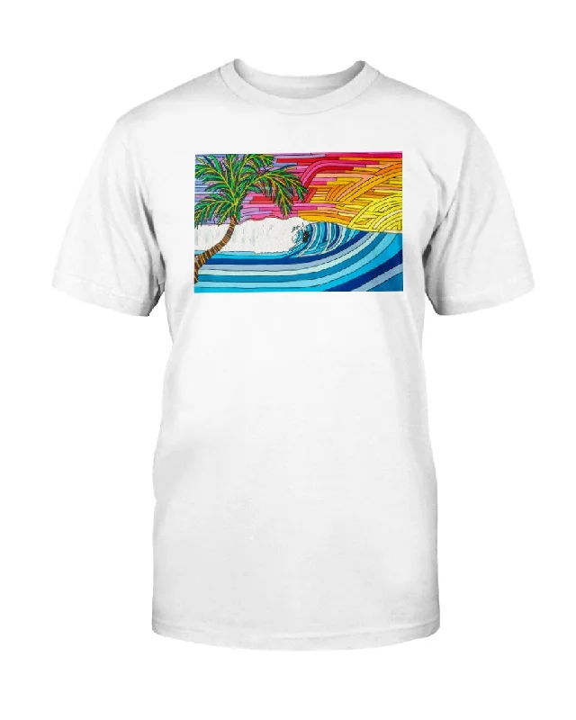 Palm Tree Sunset Surf - Unisex T-Shirt Anti-Pilling Machine Wash Handmade