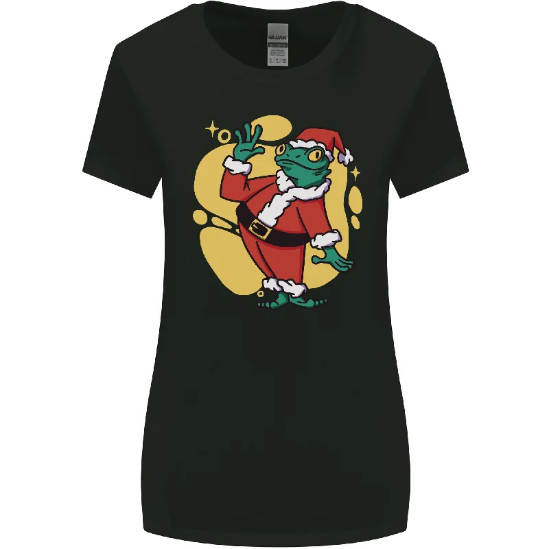 A Christmas Frog Dressed as Santa Claus Womens Wider Cut T-Shirt Silk Blend Satin Velvet A Christmas Frog Dressed as Santa Claus Womens Wider Cut T-Shirt Silk Blend Satin Velvet
