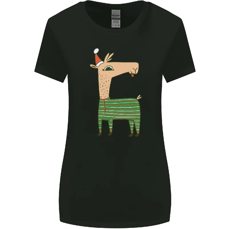 A Christmas Llama Wearing an Xmas Hat Womens Wider Cut T-Shirt Lace Blend Ribbed Blend Corduroy Blend A Christmas Llama Wearing an Xmas Hat Womens Wider Cut T-Shirt Lace Blend Ribbed Blend Corduroy Blend