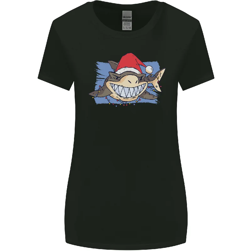 A Christmas Shark Wearing an Xmas Hat Womens Wider Cut T-Shirt Casual Formal Business A Christmas Shark Wearing an Xmas Hat Womens Wider Cut T-Shirt Casual Formal Business