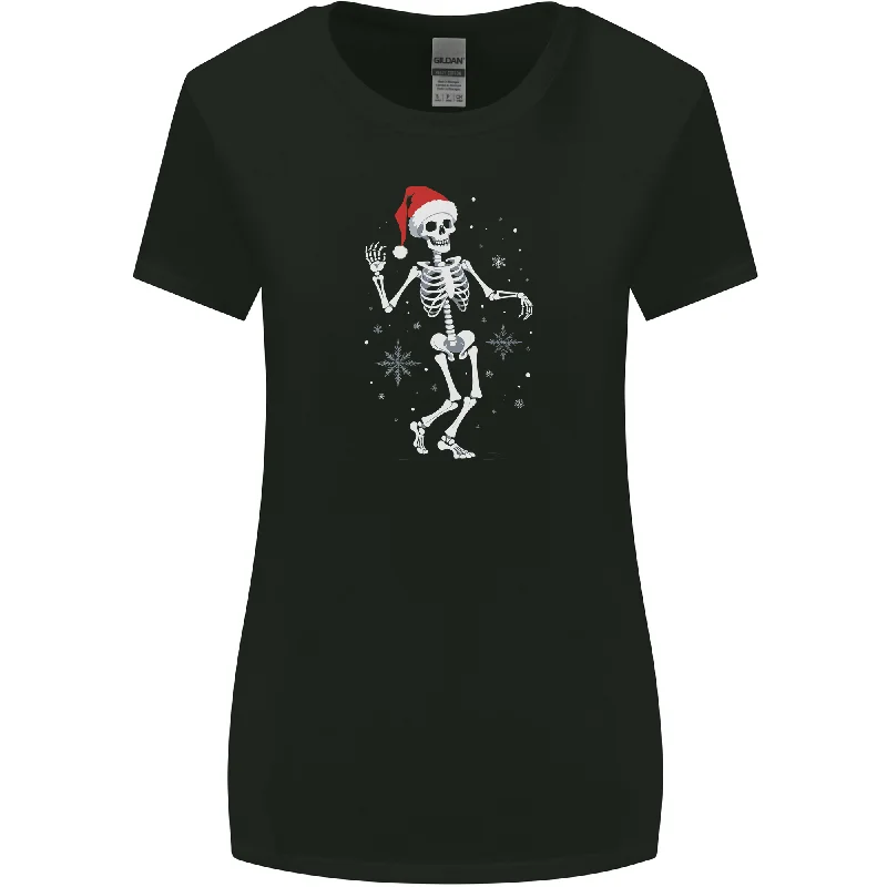 A Christmas Skeleton Wearing a Xmas Hat Skull Womens Wider Cut T-Shirt Seamless Knitted Crochet A Christmas Skeleton Wearing a Xmas Hat Skull Womens Wider Cut T-Shirt Seamless Knitted Crochet