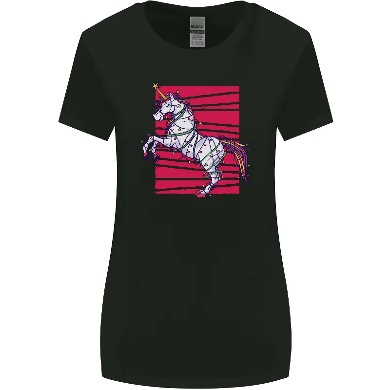 A Christmas Unicorn in Xmas Fairy Lights Womens Wider Cut T-Shirt Spandex Blend Rayon Blend Denim Blend A Christmas Unicorn in Xmas Fairy Lights Womens Wider Cut T-Shirt Spandex Blend Rayon Blend Denim Blend