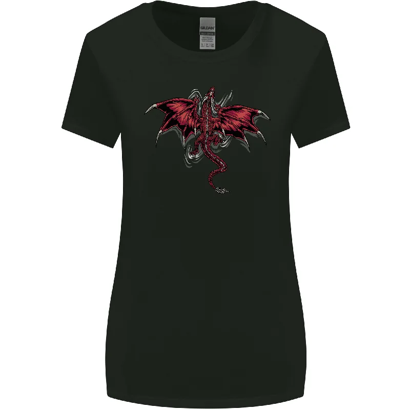 A Climbing Dragon Fantasy Womens Wider Cut T-Shirt Graphic T-Shirt Round Neck Polyester A Climbing Dragon Fantasy Womens Wider Cut T-Shirt Graphic T-Shirt Round Neck Polyester