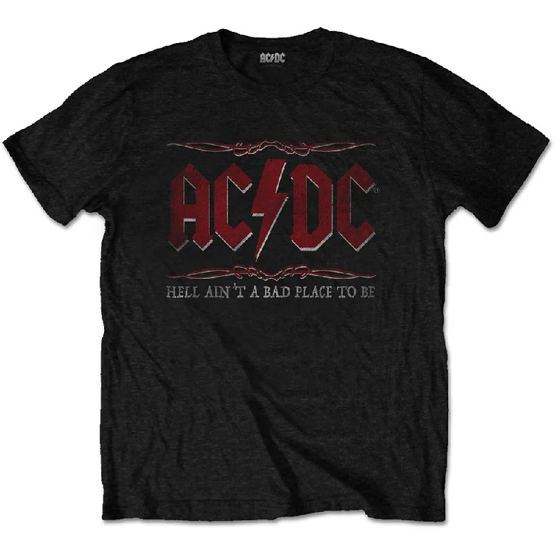 AC/DC | Official Band T-Shirt | Hell Ain't A Bad Place V-Neck T-Shirt Long Sleeve Cotton