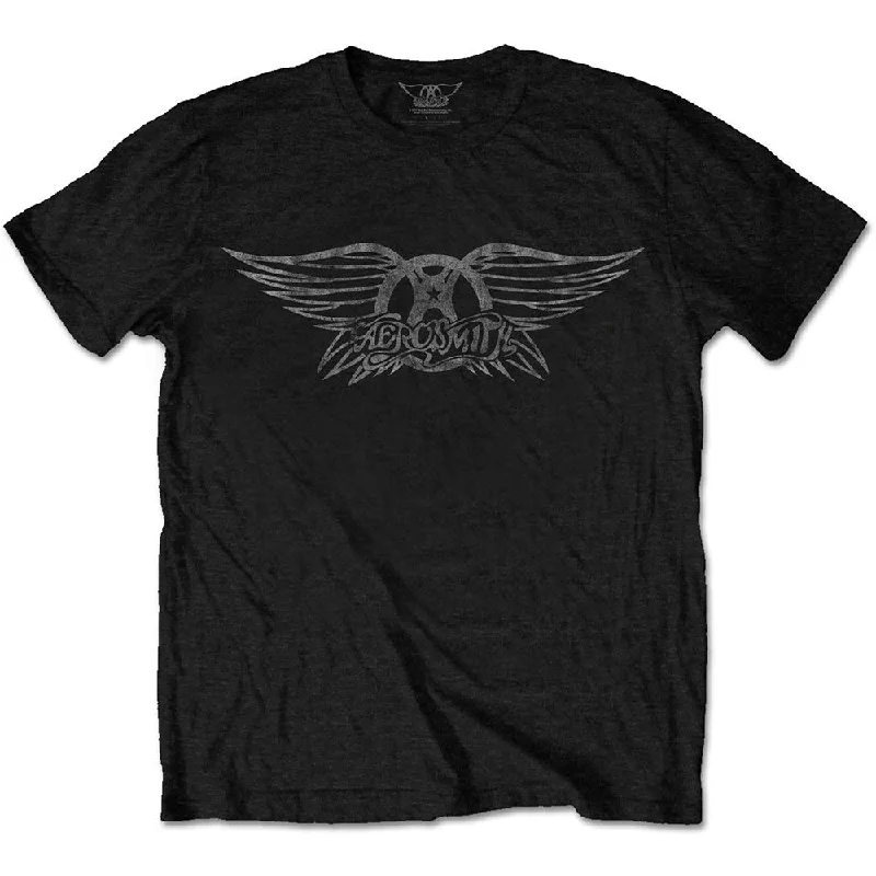 Aerosmith | Official Band T-Shirt | Vintage Logo Basic T-Shirt Crew Neck Short Sleeve