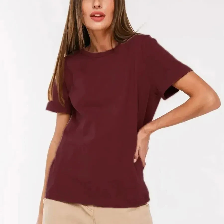 Summer 100% Cotton Women's T-shirt Bottoming Basic Fashionable Solid Lady Short Plaid T-Shirt Polka Dot Checkered Summer 100% Cotton Women's T-shirt Bottoming Basic Fashionable Solid Lady Short Plaid T-Shirt Polka Dot Checkered