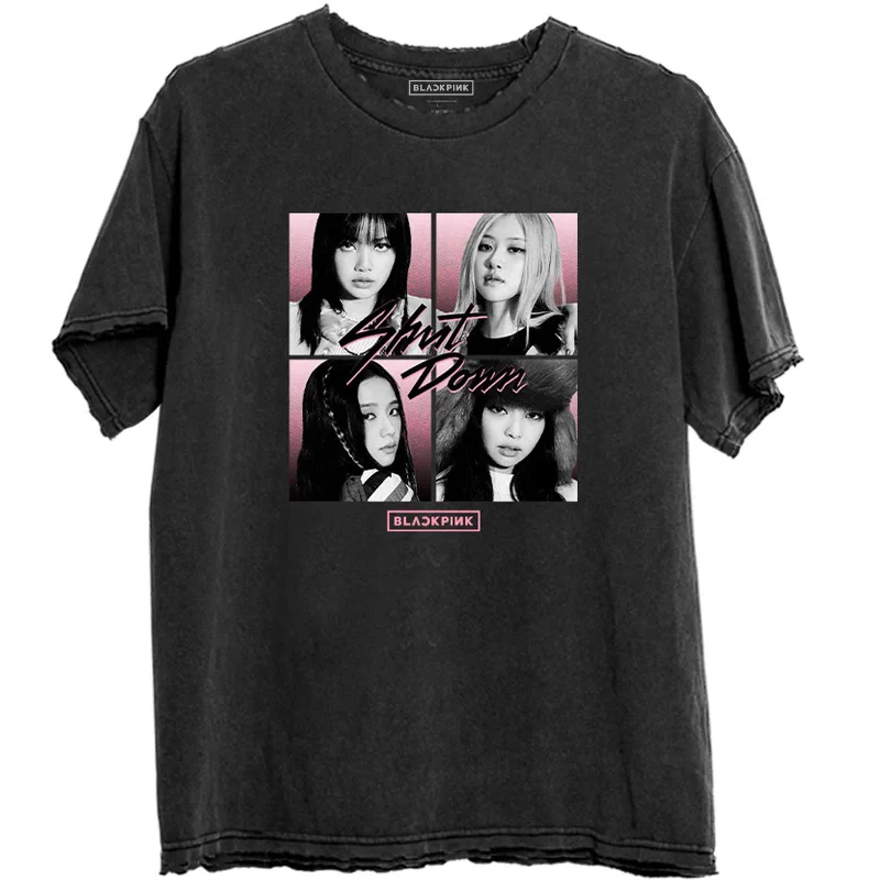 BlackPink | Official Band T-Shirt | Shut Down Photo Grid Silk Blend Satin Velvet