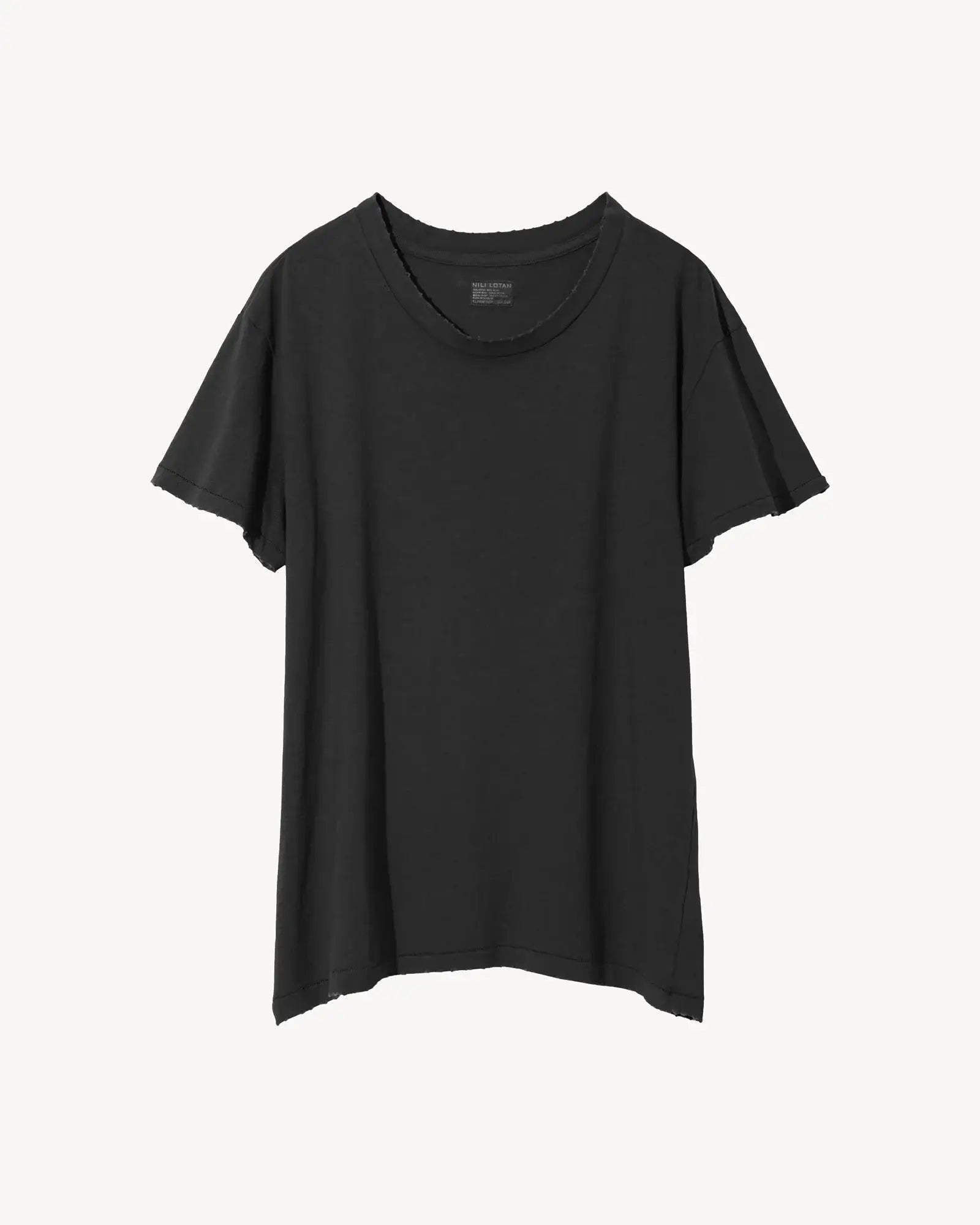 Nili Lotan - Brady Tee in Washed Black Anti-Pilling Machine Wash Handmade