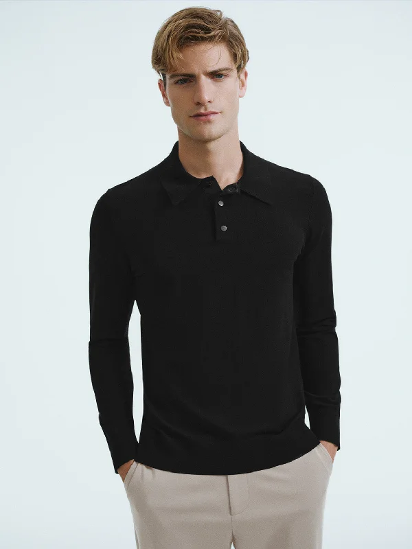 Button Half Placket Straight Knitted T-Shirt Wool Fabric Cashmere Fabric Tweed Fabric Button Half Placket Straight Knitted T-Shirt Wool Fabric Cashmere Fabric Tweed Fabric