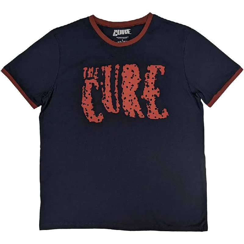 The Cure | Official Band Ringer T-Shirt | Logo Fashionable Trendy Casual