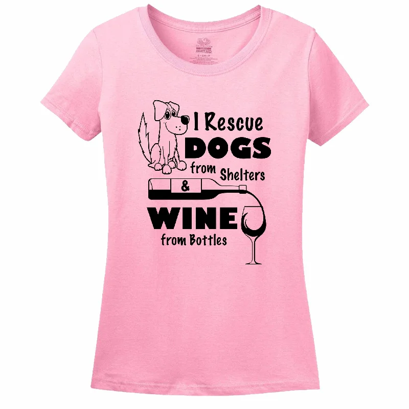 I Rescue Dogs From Shelters & Wine From Bottles Women's T-Shirt Chenille Brocade Lace