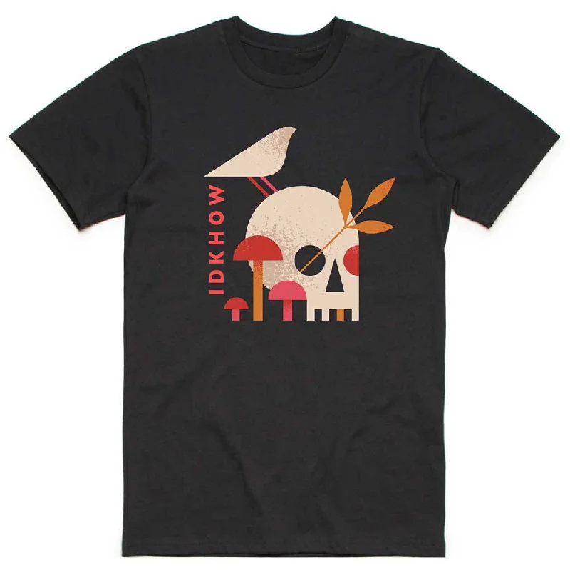 iDKHow | Official Band T-Shirt | Mushroom Skull Print Jacquard Patchwork